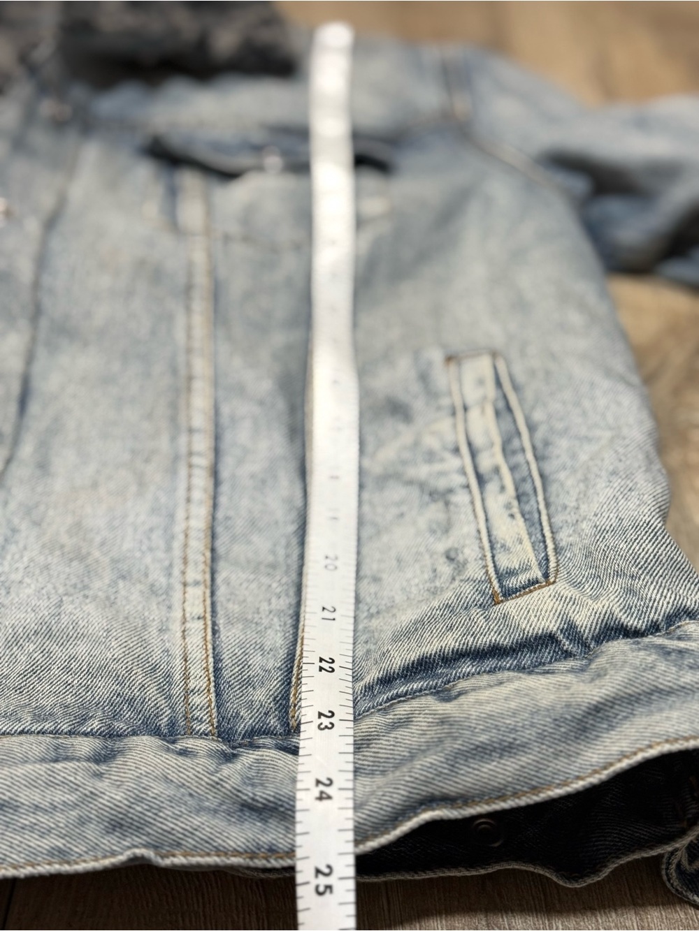 Free People Denim Oversized Leopard Sherpa Trucker Jacket Small - Picture 10 of 16